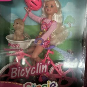 Barbie Stacie Doll with Pink Bicycle and Puppy